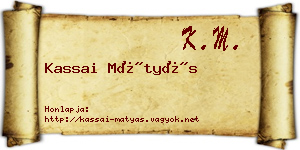 Kassai Mátyás névjegykártya
